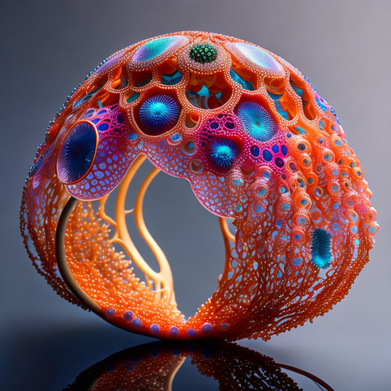 Colorful Porous Dome-Shaped Sculpture with Reflective Surface