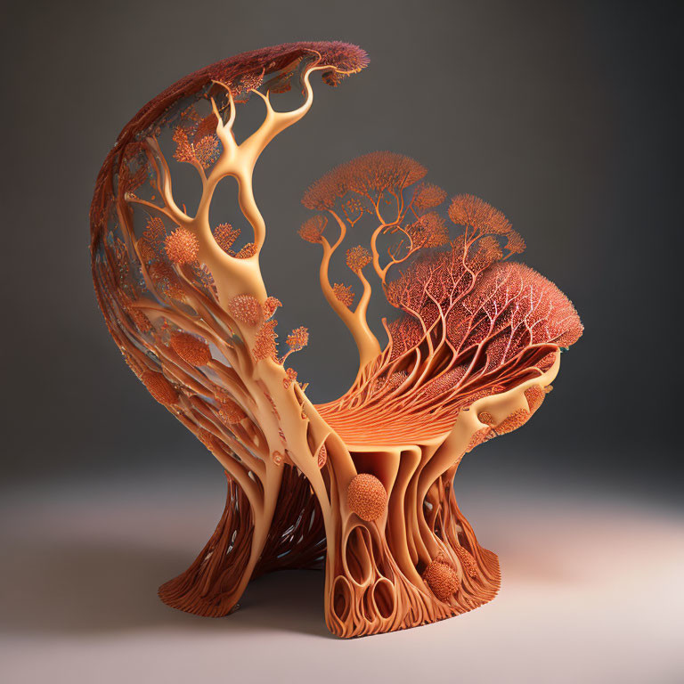 Tree-Inspired Chair Design with Branches and Leaves Integration