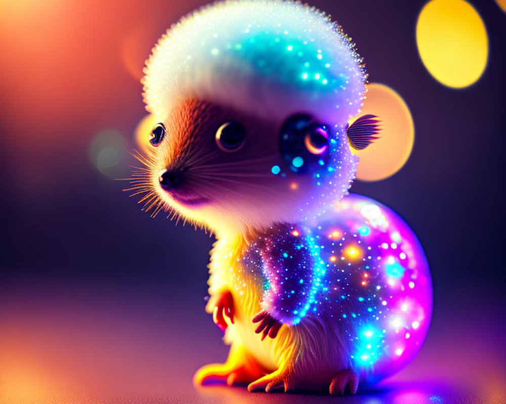 Colorful Fantasy Creature Illustration with Hedgehog-Like Features