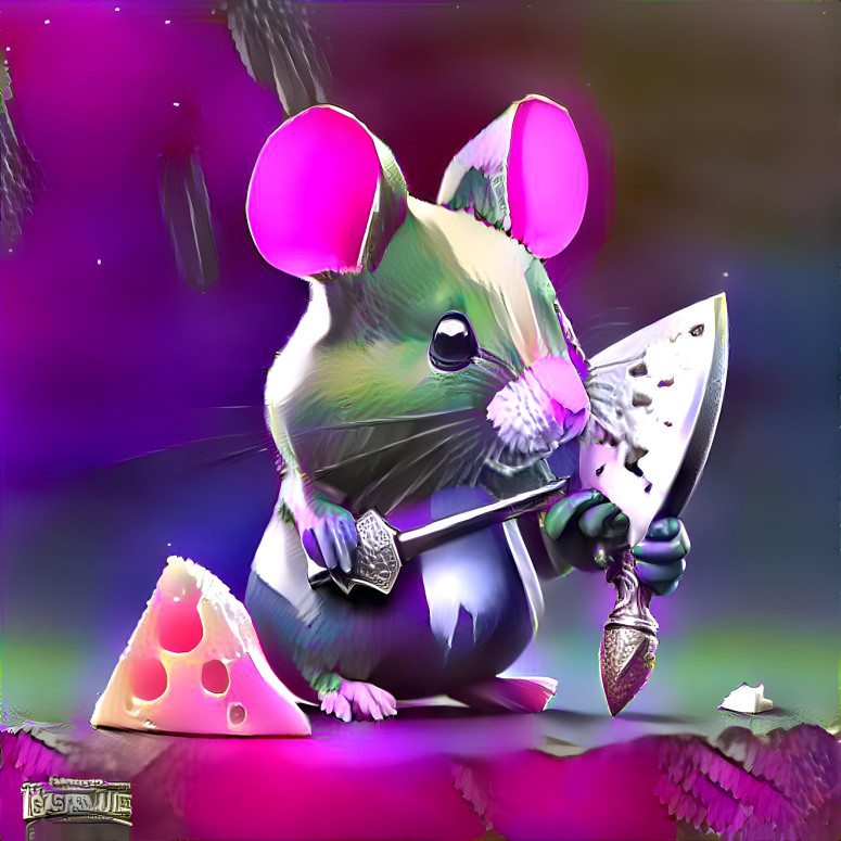 Green little mouse, pink