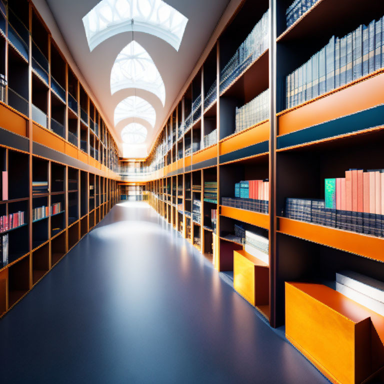 Contemporary Library Interior with Dark Bookshelves