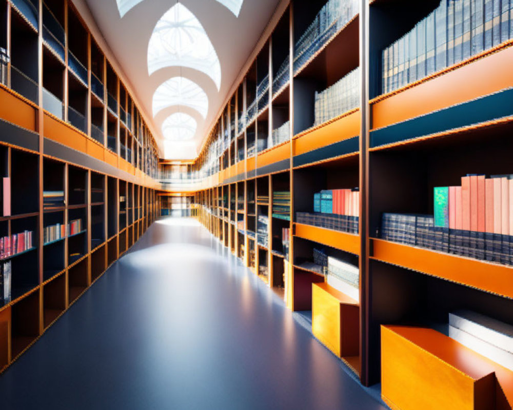 Contemporary Library Interior with Dark Bookshelves