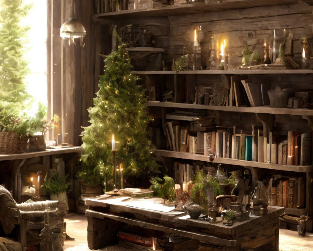 Rustic Christmas-themed room with cozy ambiance