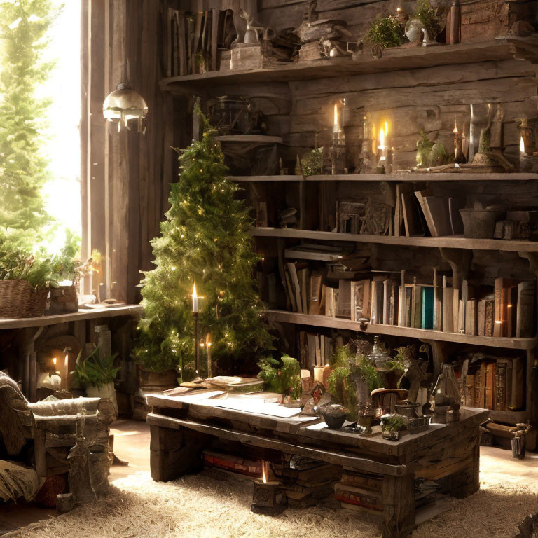 Rustic Christmas-themed room with cozy ambiance