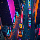 Vibrant Times Square at Night with Neon Billboards