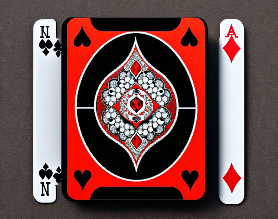 Oversized Black Ace of Clubs and Red Ace of Hearts Cards with Enlarged Graphic Design