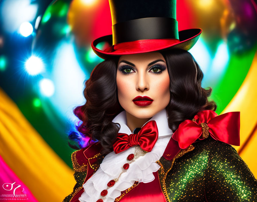 Colorful Ringmaster Costume with Circus Tent Background