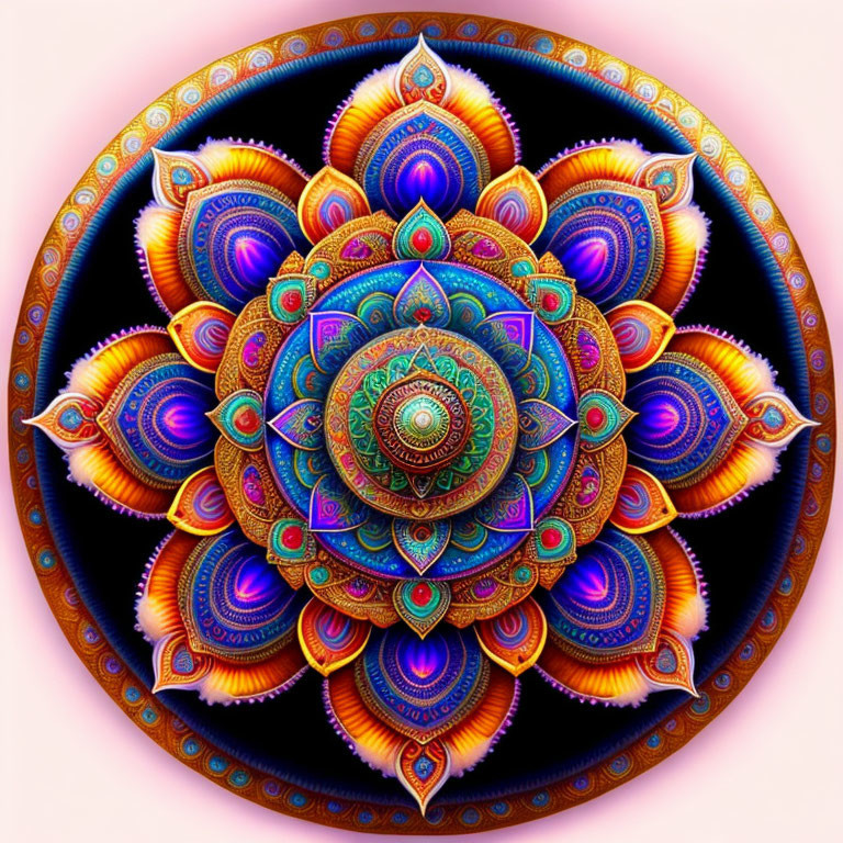 Colorful Mandala Digital Illustration in Purple, Blue, and Orange