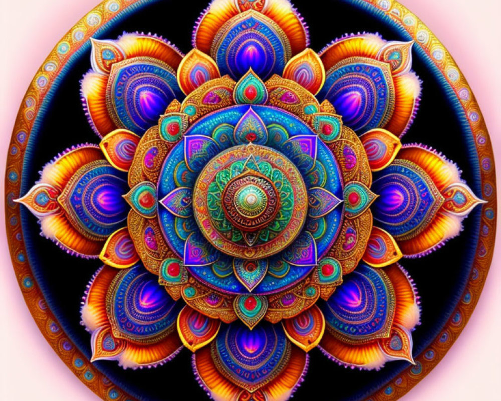 Colorful Mandala Digital Illustration in Purple, Blue, and Orange