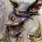 Fantasy creatures with large ears and sparkling eyes in magical setting