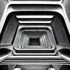 Abstract Monochrome 3D Tunnel with Geometric Patterns