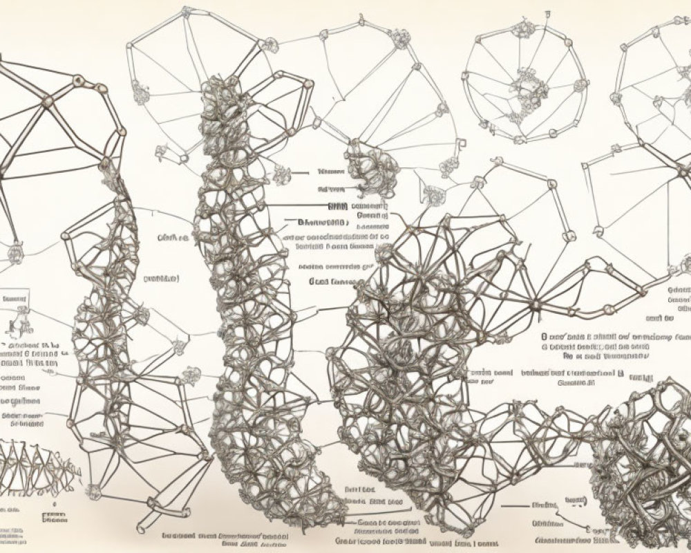 Detailed Molecular Structures with Annotated Names on Aged Paper