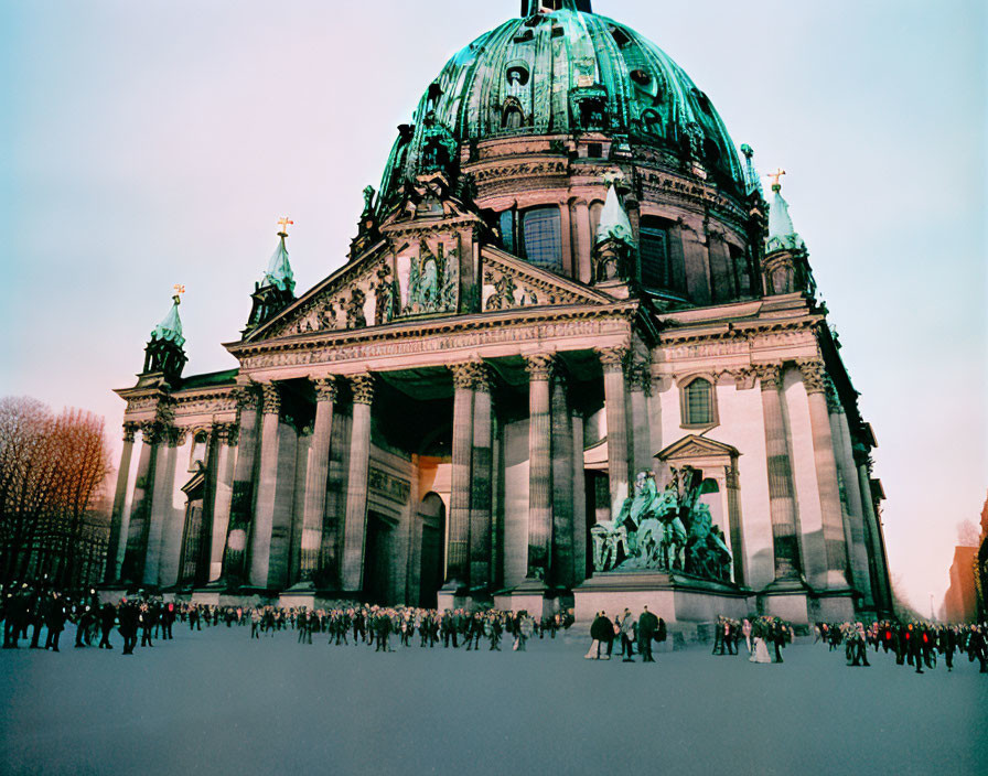 Berlin Cathedral at Sunset with People Walking by