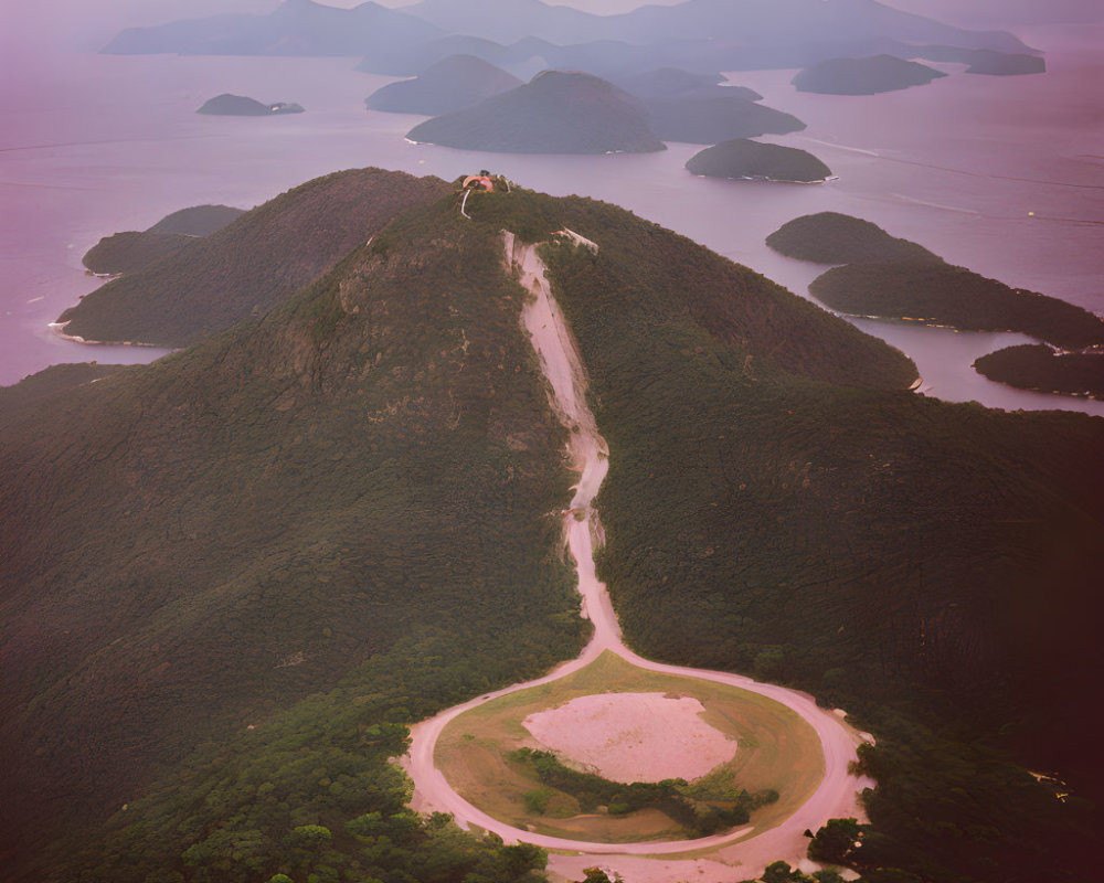 Scenic Mountain Road Overlooking Bay and Islands