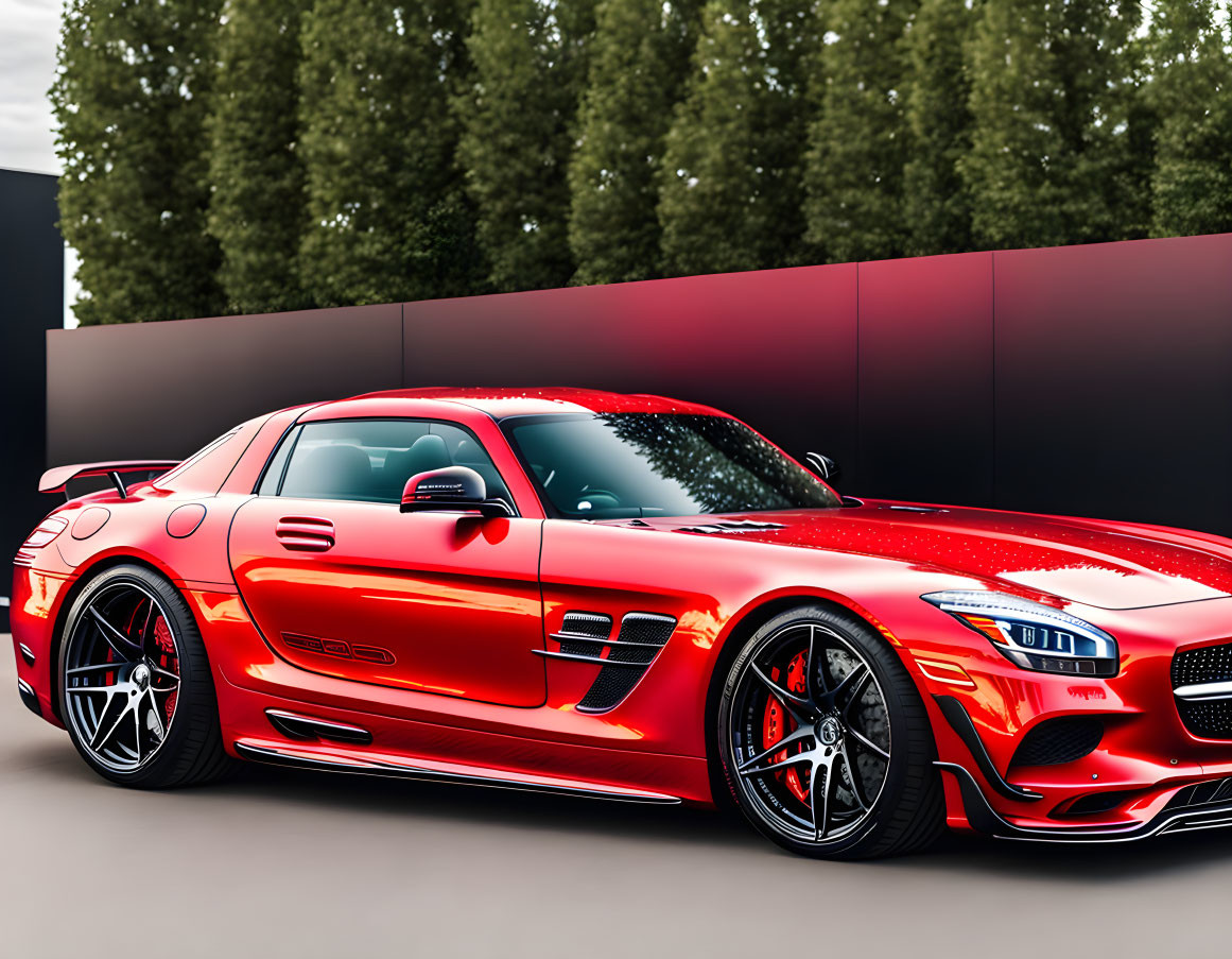 Red Sports Car with Black Accents and 'GT500' Inscription