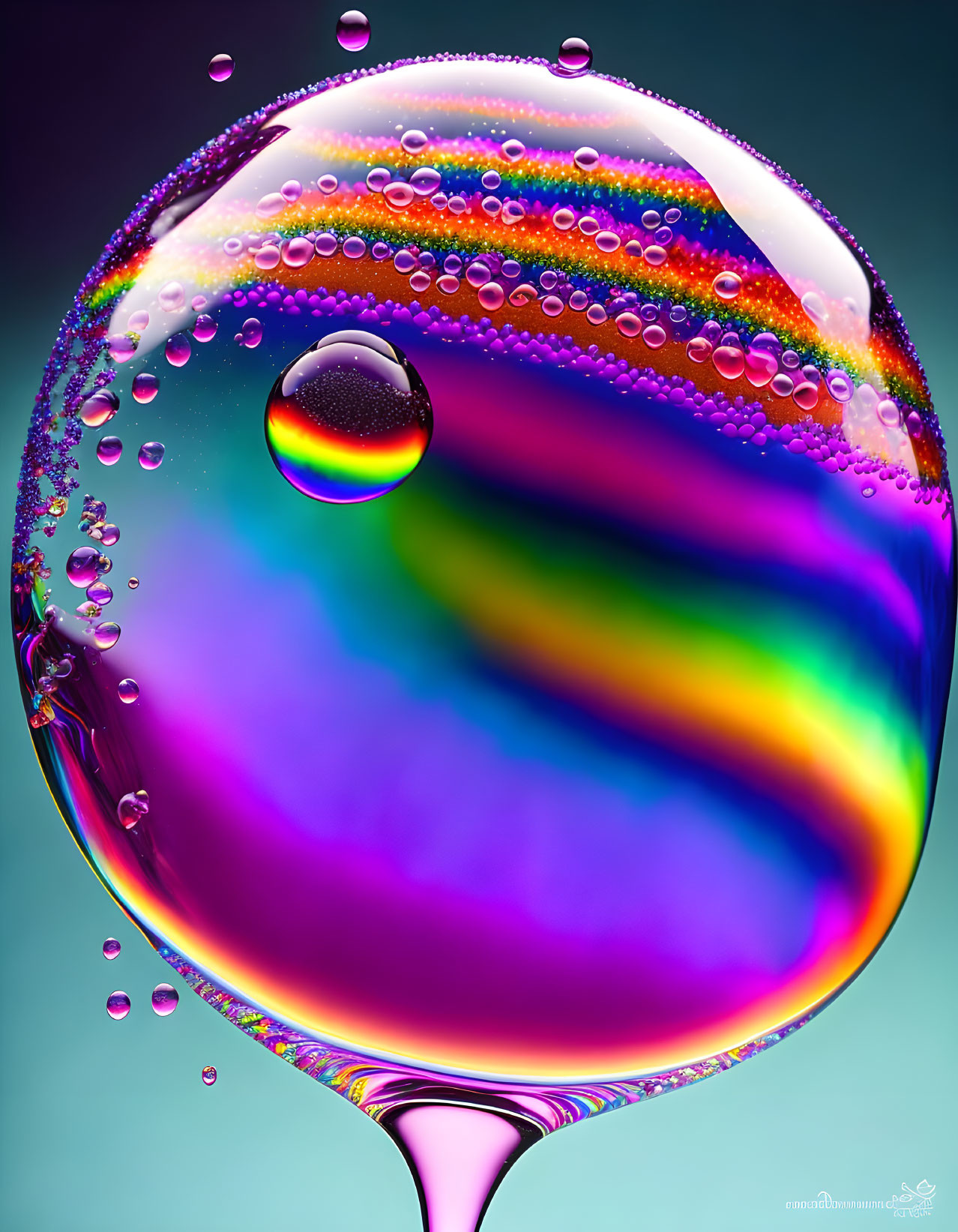 Colorful Bubble Macro Photography with Rainbow Spectrum and Gradient Background