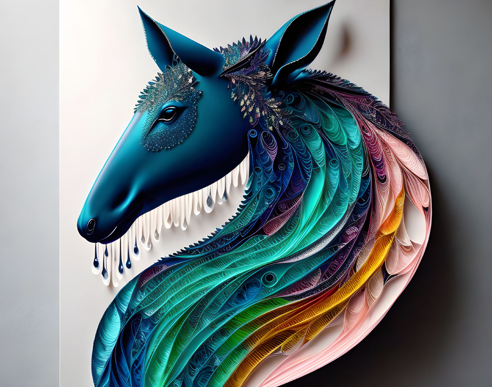 Colorful Stylized Horse Artwork with 3D Illusion