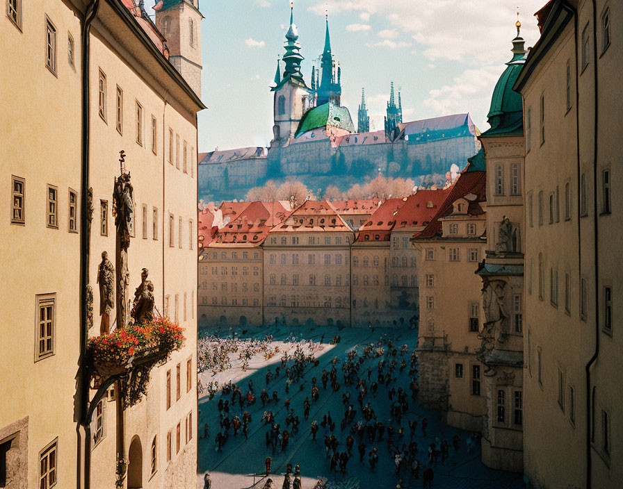 Historic Baroque Square and Castle in Aerial View