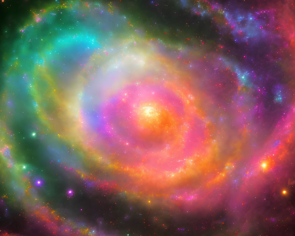 Colorful Galaxy with Swirling Star Patterns in Pink, Orange, and Blue