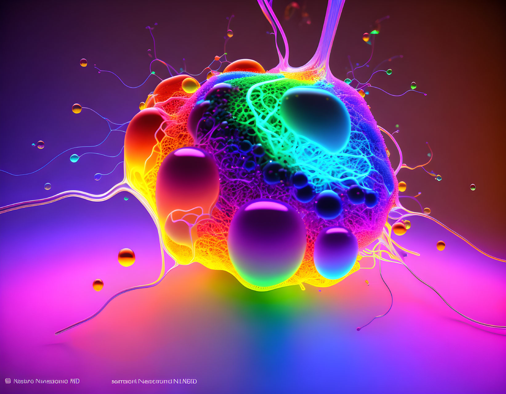 Colorful digital artwork: spherical structure with branching filaments