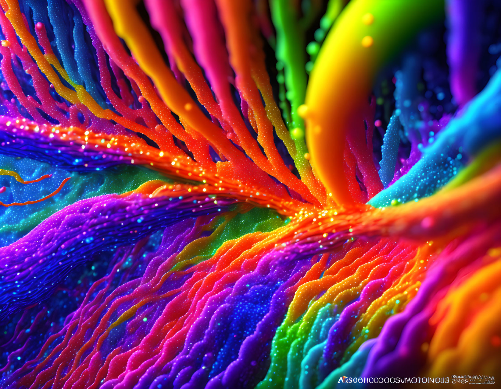 Colorful Abstract Art: Rainbow Burst and Textured Visual Effect