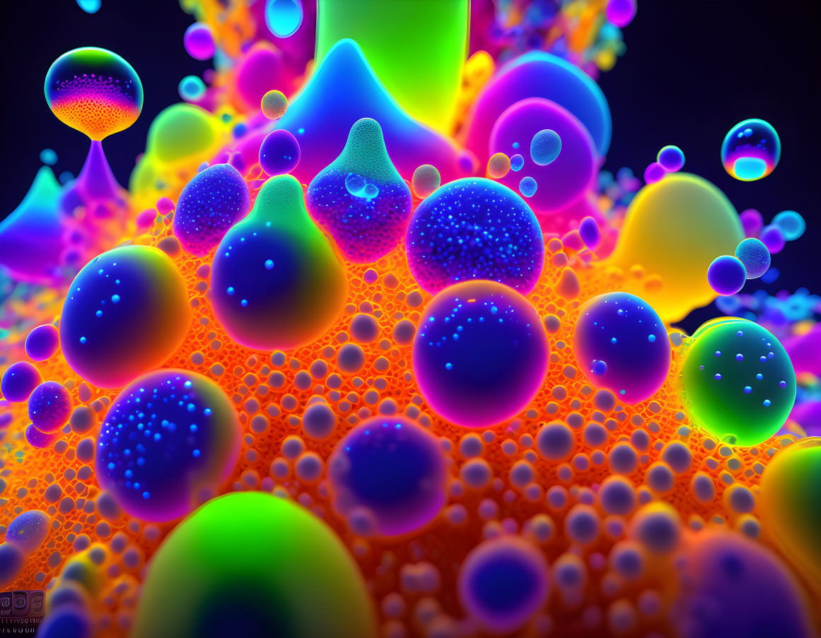 Colorful Surreal 3D Rendering of Translucent Spheres