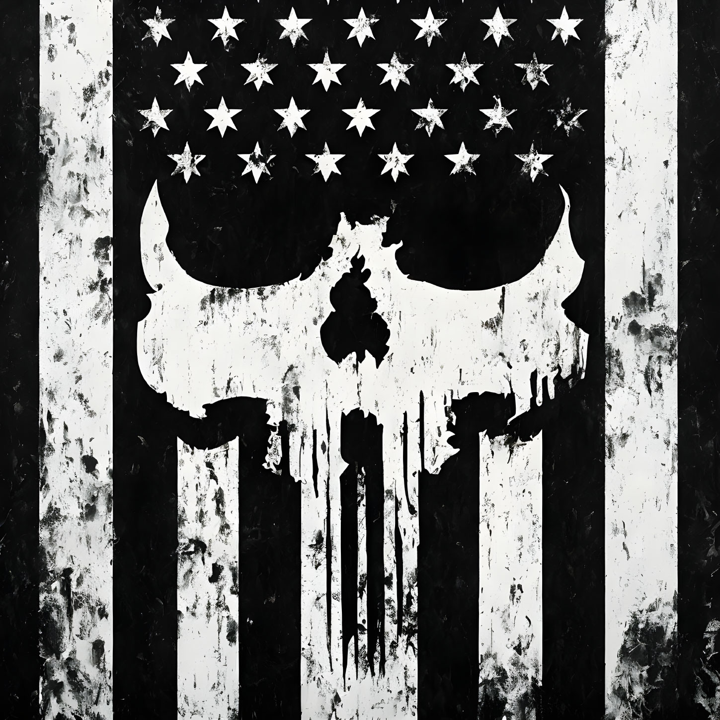 Distressed American flag with integrated skull motif