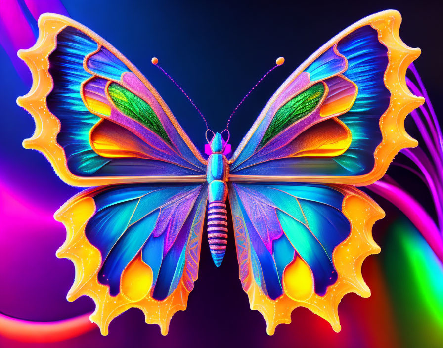 Colorful Butterfly Artwork with Psychedelic Background