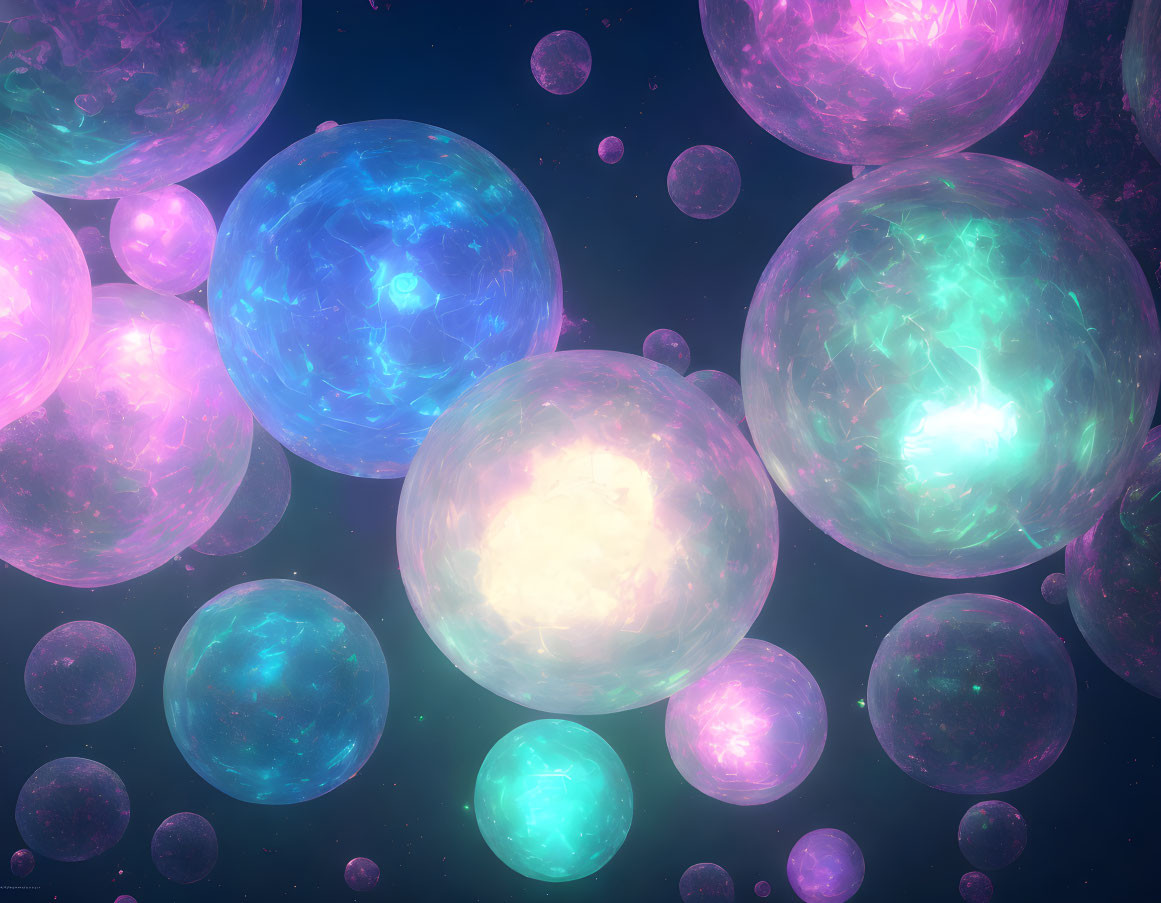 Pastel Glowing Orbs in Dreamy Cosmic Space