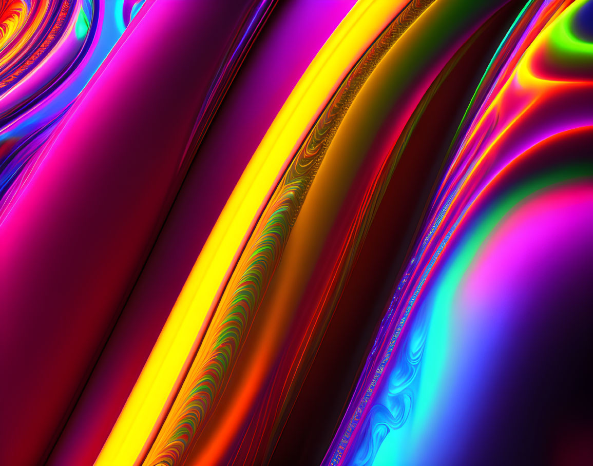 Colorful Abstract Digital Art with Swirling Patterns and Wavy Lines