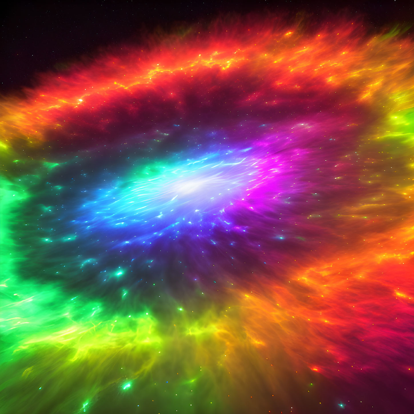 Colorful Cosmic Image with Neon Spectrum and Central White Light