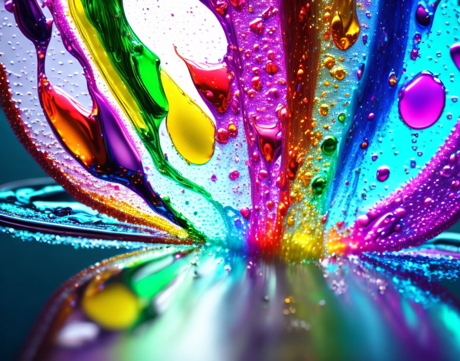 Colorful Abstract Image with Water Droplets and Rainbow Hues