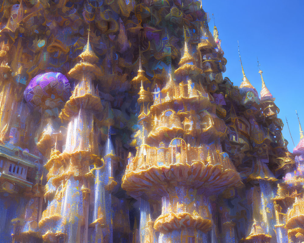 Shimmering Golden Palace with Turrets and Spires