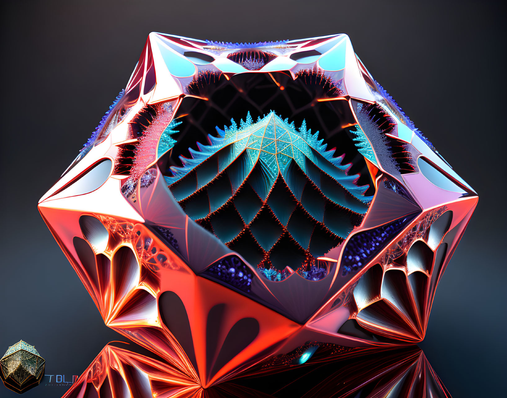 Detailed 3D Fractal Rendering with Intricate Patterns and Glowing Core