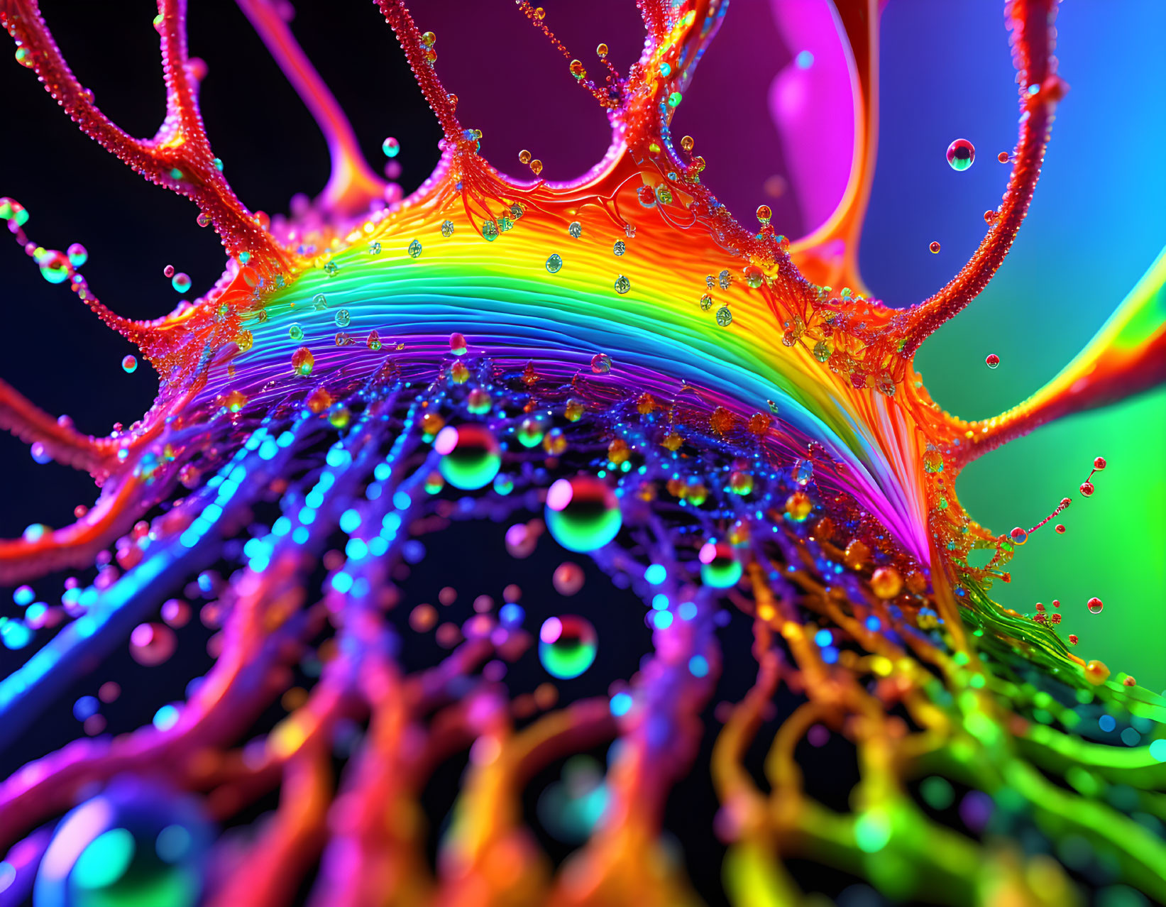 Colorful Liquid Splash on Multicolored Abstract Background