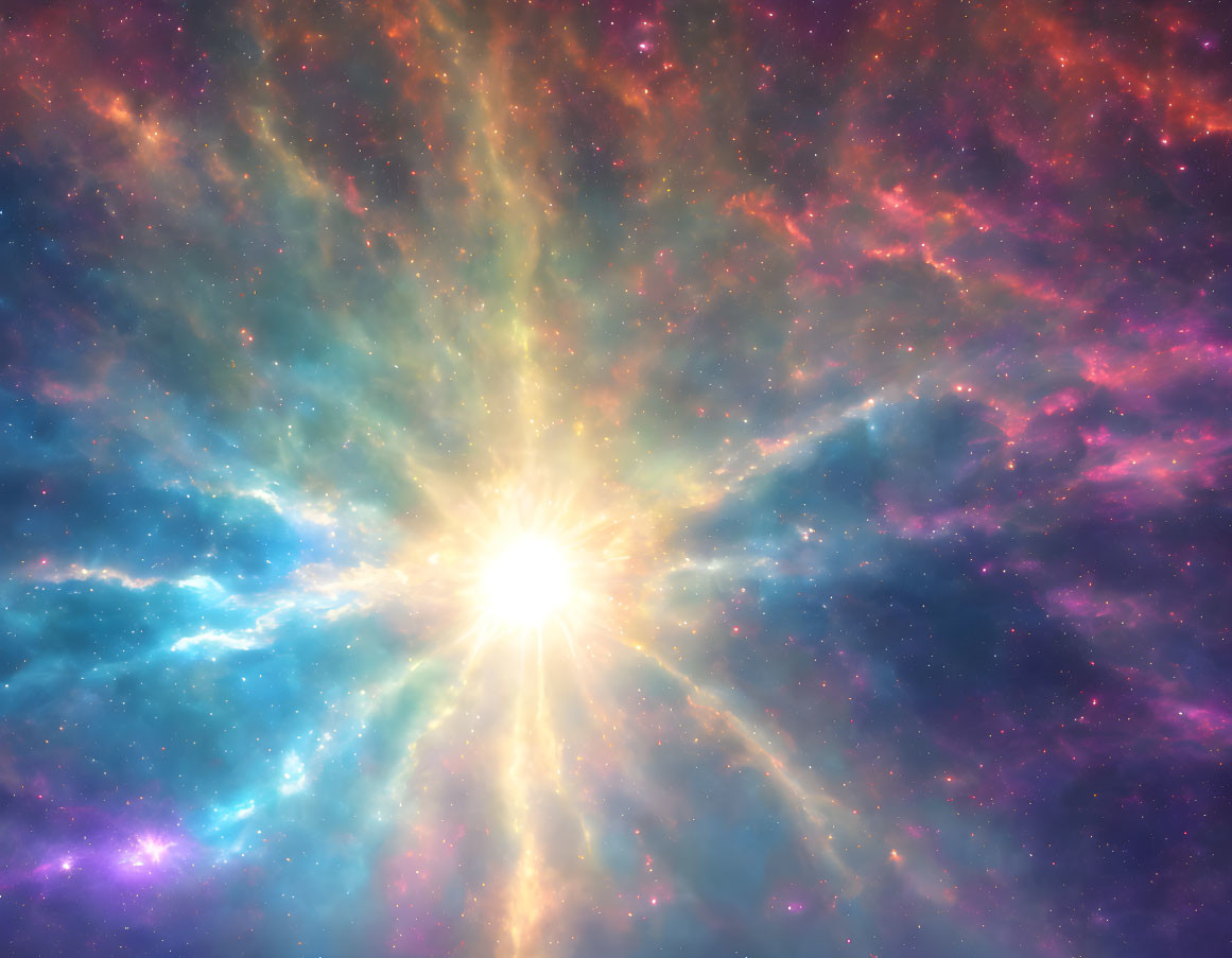 Colorful Nebula with Radiant Starburst in Deep Space