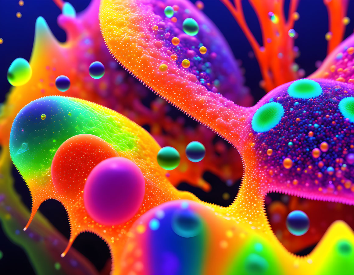 Colorful Abstract Art: Vibrant Organic Shapes & Neon Hues