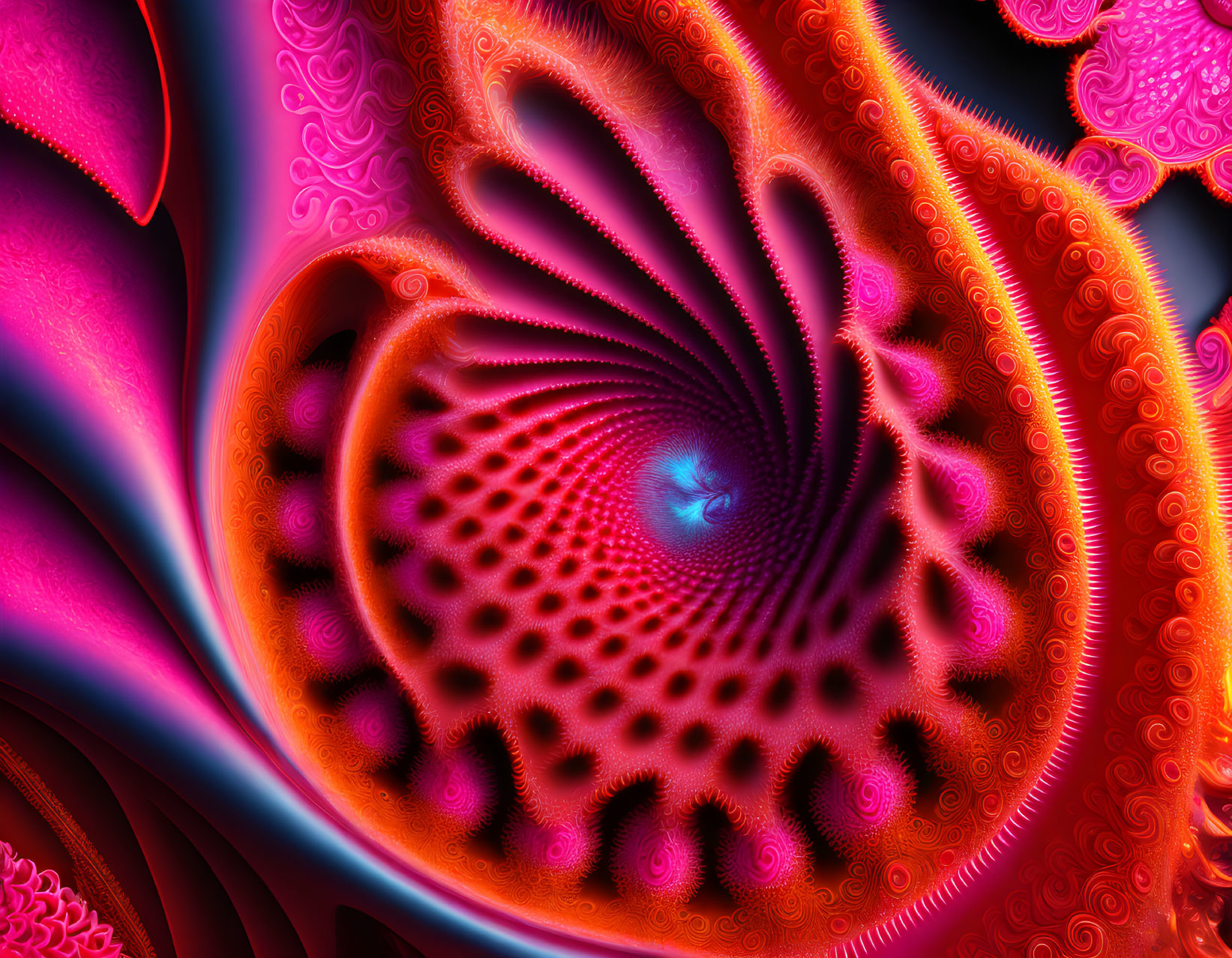 Colorful Pink, Purple, and Blue Swirling Digital Fractal Art