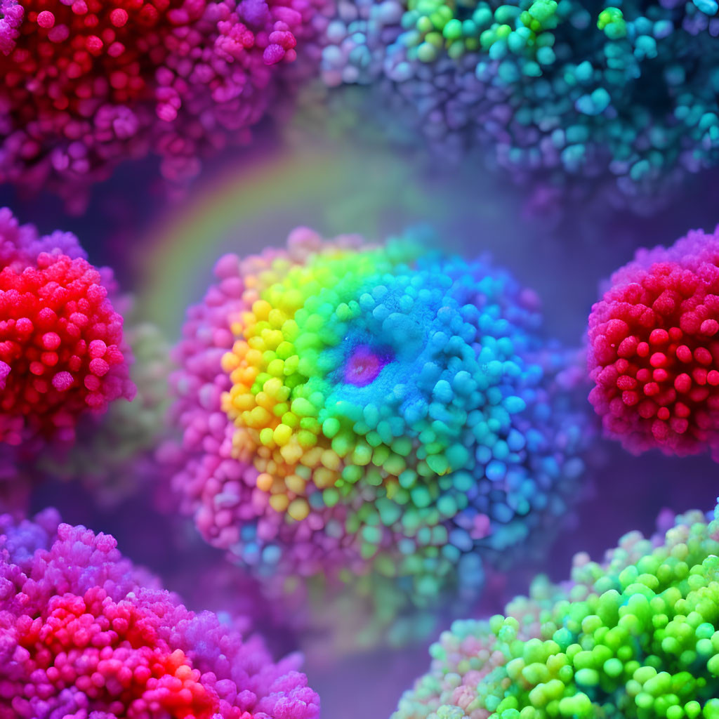 Colorful Spherical Clusters with Rainbow-Like Center Effect