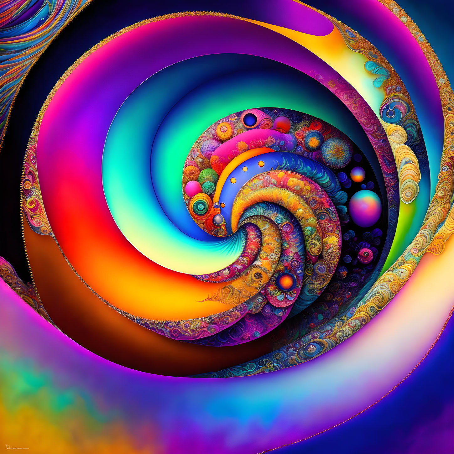 Colorful Fractal Art: Swirling Patterns in Spectrum of Colors