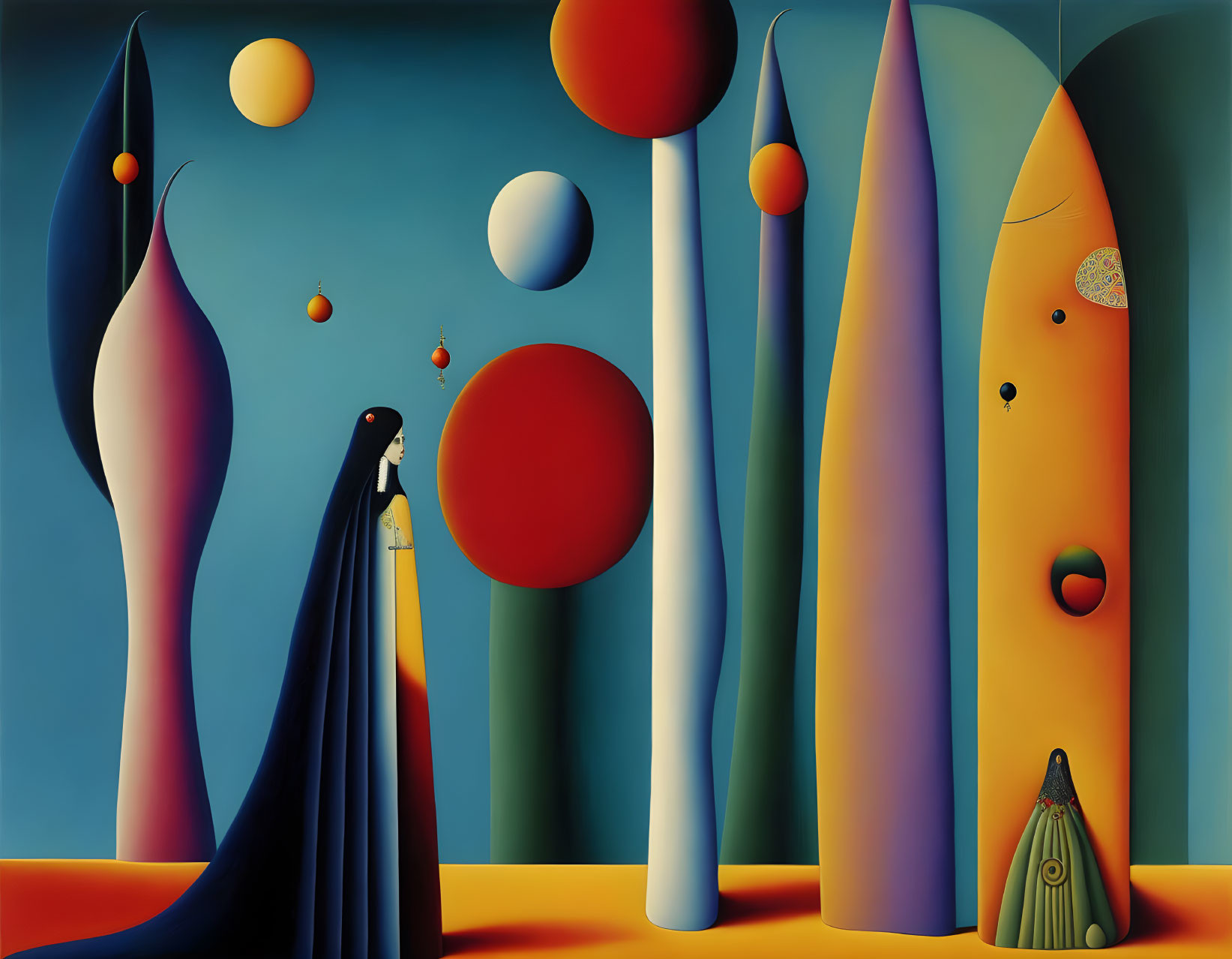 Surreal Art with Elongated Figures and Vibrant Hues