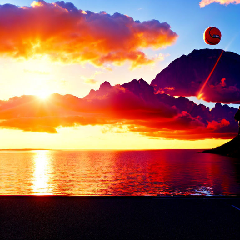 Scenic sunset over calm sea with orange and purple hues