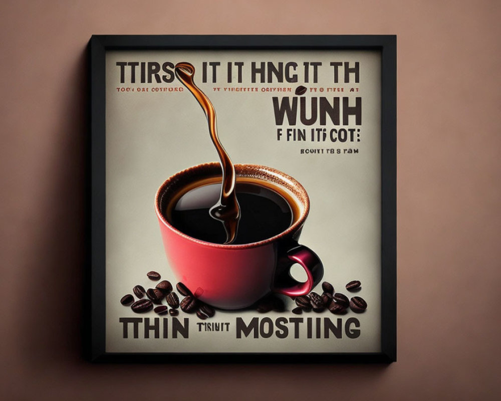 Optical Illusion Poster with Coffee Beans Spelling "THINK