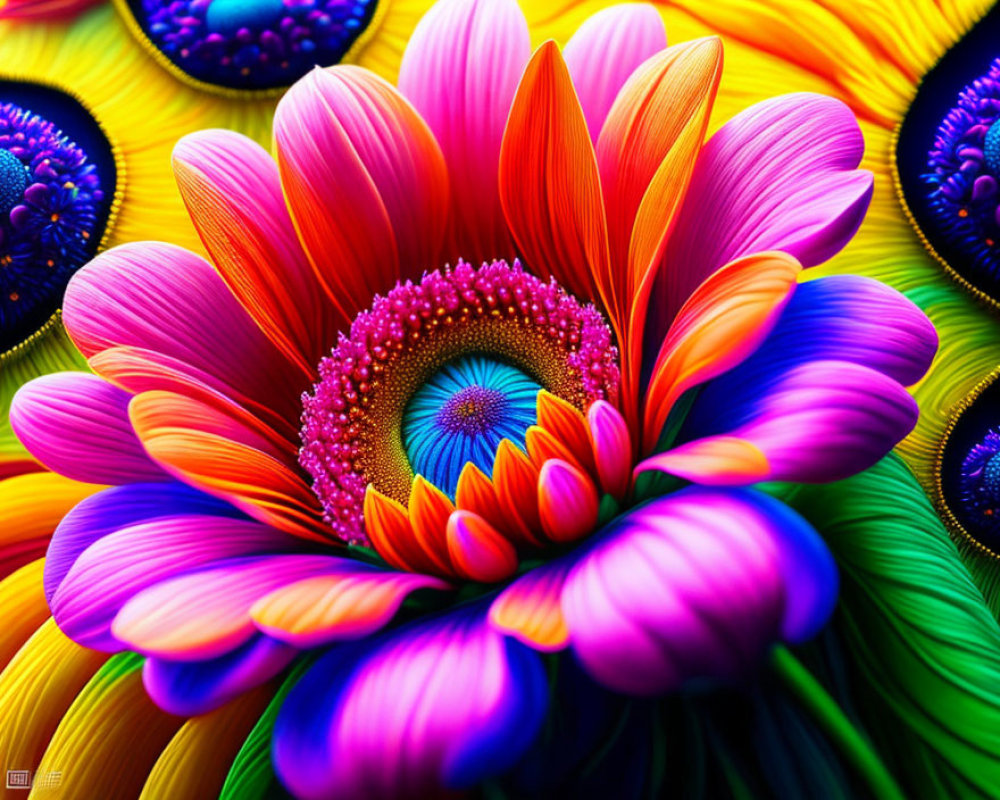 Colorful Stylized Flower Artwork with Layered Petals