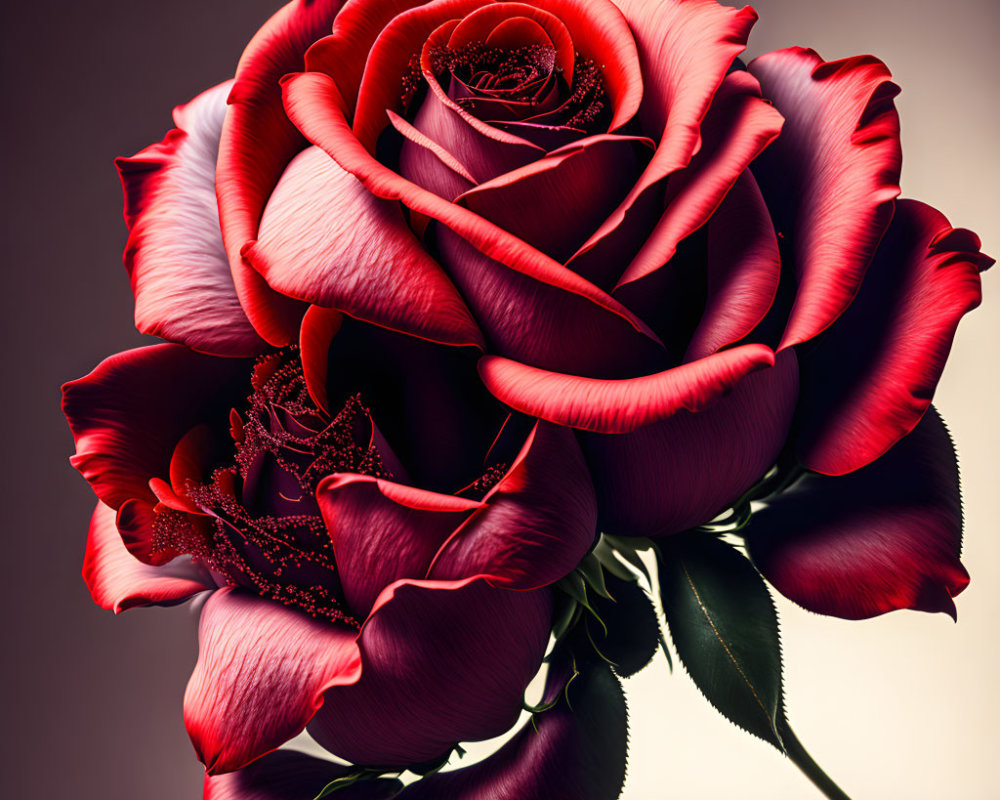 Vibrant red rose with white-edged petals on soft-focus backdrop