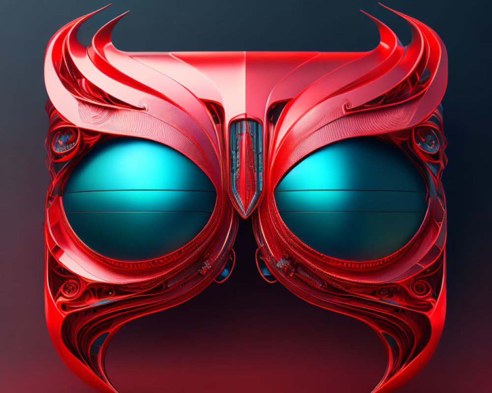 Red and Silver Wing Design Sunglasses on Dark Red Background