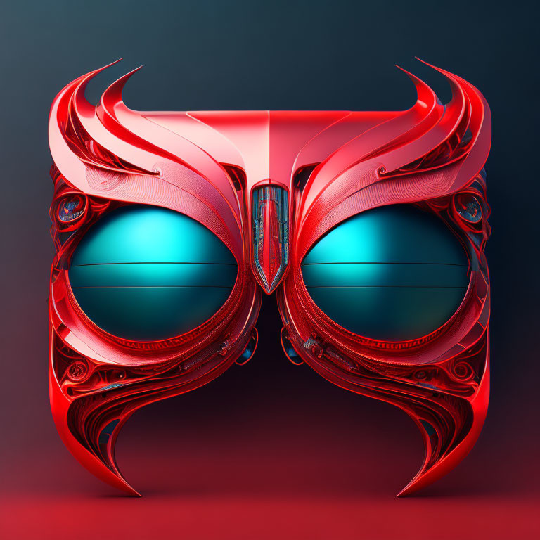 Red and Silver Wing Design Sunglasses on Dark Red Background