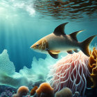 Colorful Fish and Marine Life in Vibrant Underwater Scene