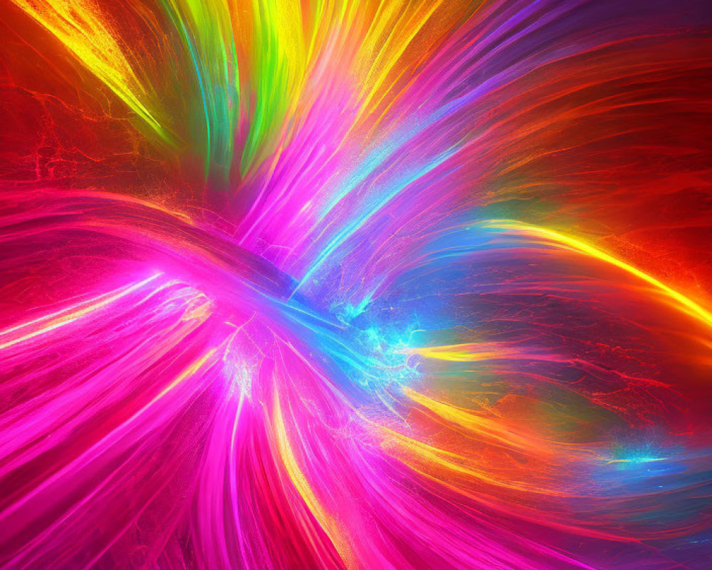 Colorful Neon Abstract Swirl in Red, Yellow, Pink, Blue, and Green