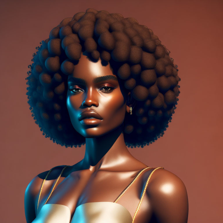 Voluminous Afro Hairstyle Woman in 3D Illustration